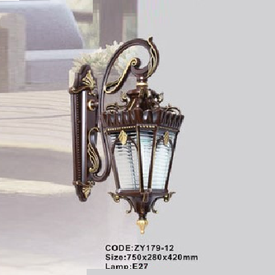 CODE: ZY179-12: Đèn gắn tường ngoài trời - KT: 750mm x 280mm x 420mm - Đèn E27 x 1 bóng
