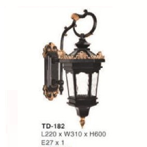E - TD - 182: Đèn gắn tường ngoài trời - KT: L220mm x W310mm x H600mm - Đèn E27 x 1 bóng