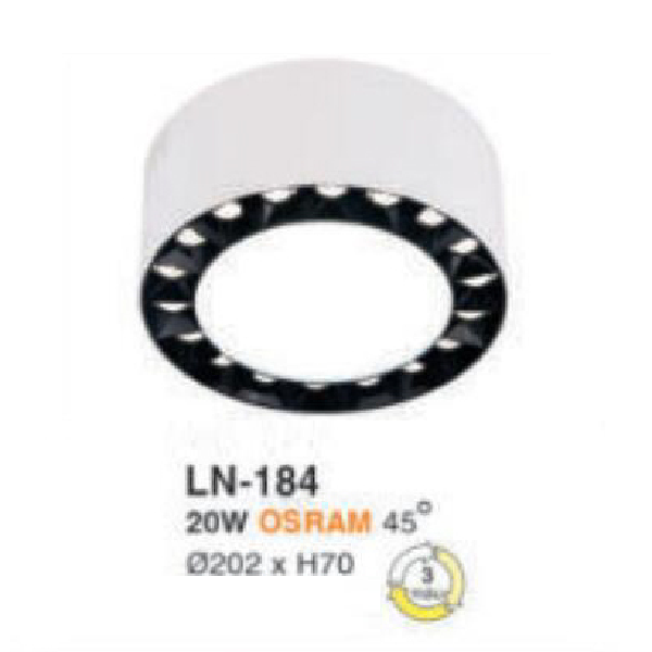 LN - 184: Đèn lon LED 20W gắn nổi, ánh sáng đổi 3 màu (vàng - trung tính - trắng)