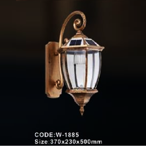 CODE: W - 1885: Đèn gắn tường ngoài trời NLMT - KT: L370mm x W230mm x H500mm - Đèn LED