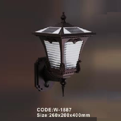 CODE: W - 1887: Đèn gắn tường ngoài trời NLMT - KT: L260mm x W200mm x H400mm - Đèn LED