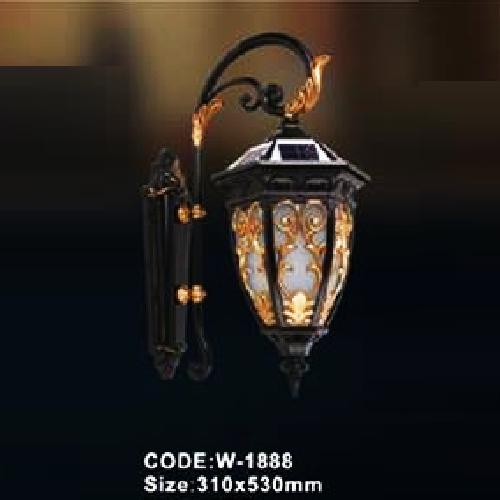 CODE: W - 1888: Đèn gắn tường ngoài trời NLMT - KT: L310mm x H530mm - Đèn LED