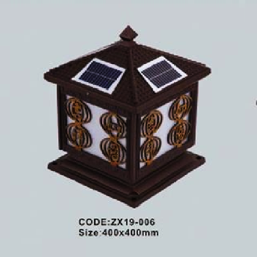 CODE: ZX19 - 006: Đèn gắn đầu trụ NLMT - KT: 400mm x H400mm - Đèn LED