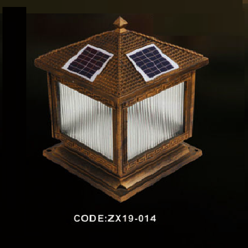 CODE: ZX19 - 014: Đèn gắn đầu trụ NLMT - KT: L300mm x H300mm - Đèn LED