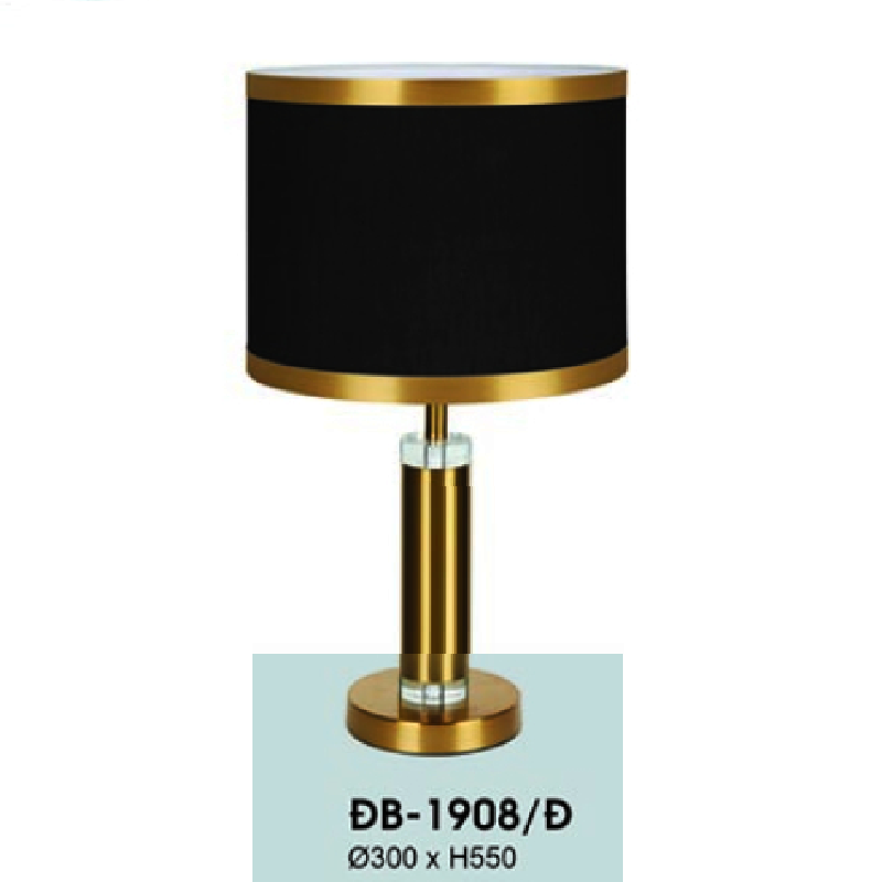 HF - ĐB - 1908/Đ: Đèn bàn/đèn đầu giường chóa Đen - KT: Ø300mm x H550mm - Bóng đèn E27 x 1 bóng