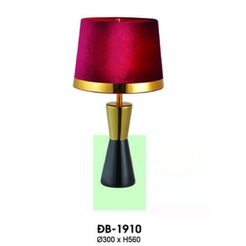 HF - ĐB - 1910: Đèn bàn/đèn đầu giường chóa đỏ - KT: Ø300mm x H560mm - Bóng đèn E27 x 1 bóng
