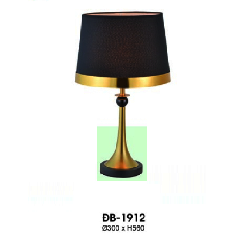 HF - ĐB - 1912: Đèn bàn/đèn đầu giường chóa Đen - KT: Ø300mm x H560mm - Bóng đèn E27 x 1 bóng