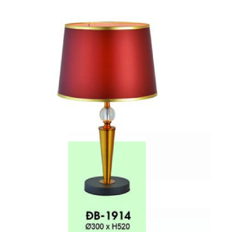 HF - ĐB - 1914: Đèn bàn/đèn đầu giường chóa đỏ - KT: Ø300mm x H520mm - Bóng đèn E27 x 1 bóng