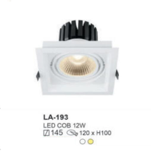 LA -193: Đèn LED COB âm trần 12W, 1 chế độ ánh sáng ( trắng/vàng)