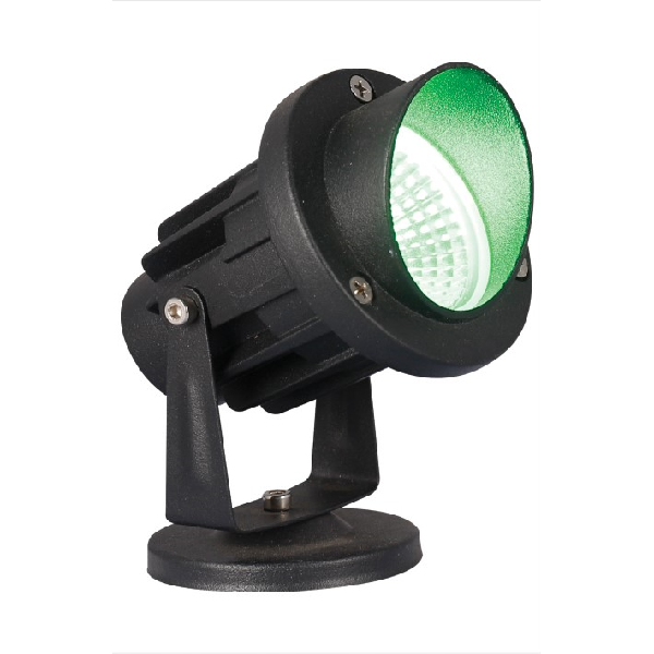 E - FN -196: Đèn pha  ngoài trời LED COB 5W - KT: Ø80mm x H140mm - IP65 - Ánh sáng xanh dương/xanh lá/đỏ