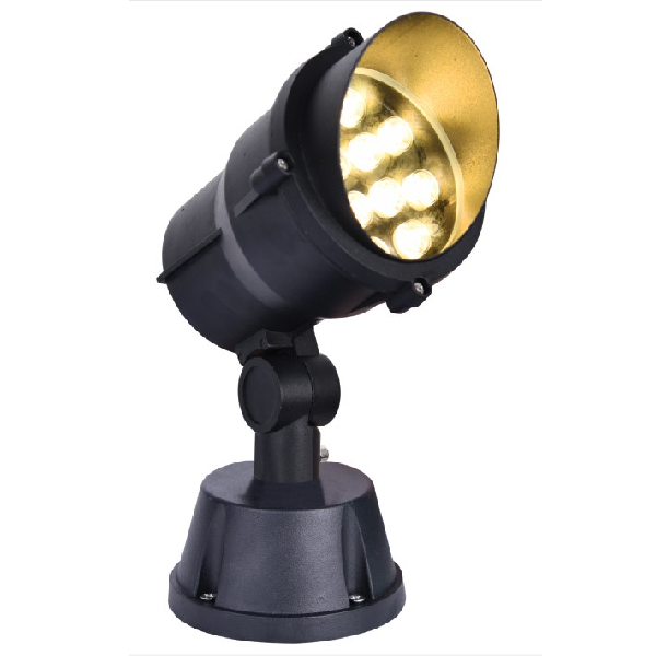E - FN -199: Đèn pha LED ngoài trời 12W - KT: Ø130mm x H320mm - IP65 - Ánh sáng trắng/vàng
