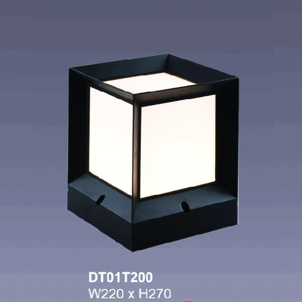 355 - DT01T200: Đèn gắm đầu trụ - KT: W220mm x H270mm - Bóng đèn E27 x 1