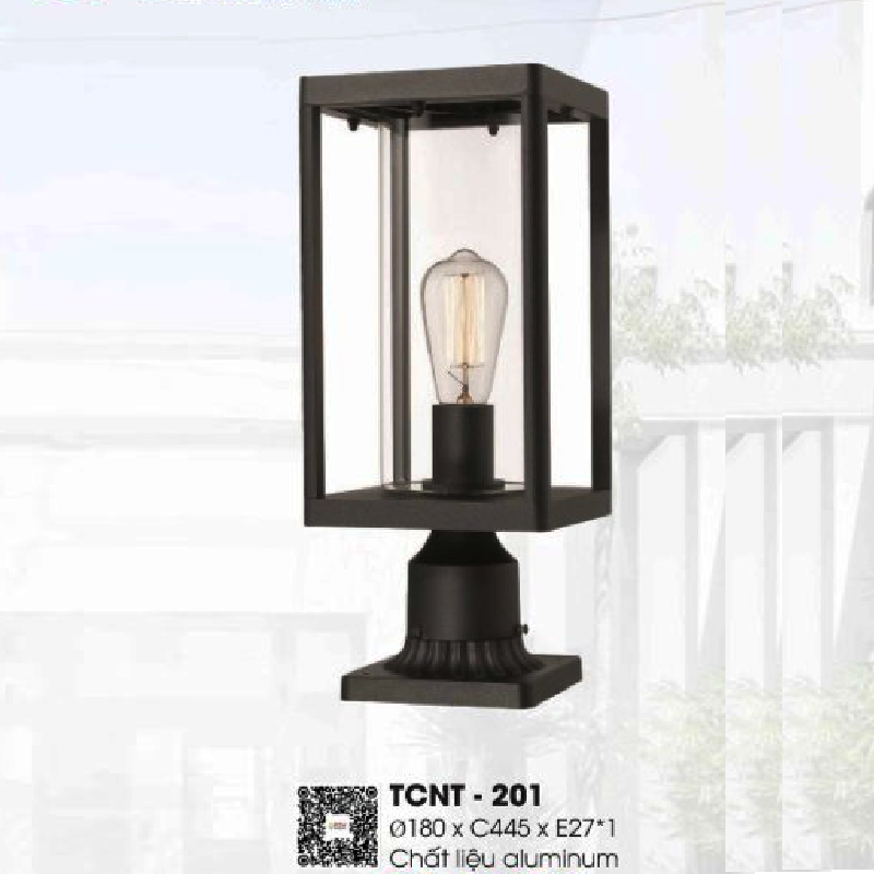 TCNT - 201: Đèn trụ cổng - KT: Ø180mm x H445mm - Bóng đèn E27 x 1