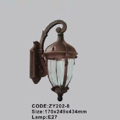 CODE: ZY202-8: Đèn gắn tường ngoài trời - KT: 170mm x 249mm x 434mm - Đèn E27 x 1 bóng