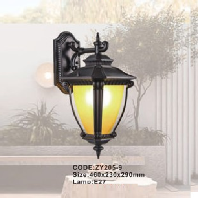 CODE: ZY205-9: Đèn gắn tường ngoài trời - KT: 460mm x 230mm x 290mm - Đèn E27 x 1 bóng