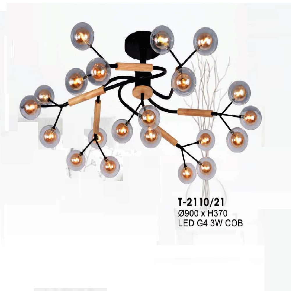 VE - T - 2110/21: Đèn chùm chao quả bi - KT: Ø900mm x H370mm - Đèn LED G4 COB x 21 bóng