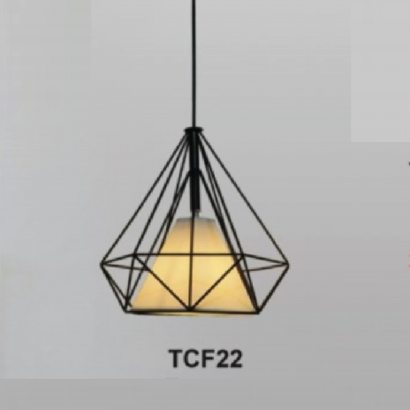 35 - TCF22: Đèn thả đơn, khung hợp kim, chao vải - KT: Ø280mm - Bóng đèn E27 x 1 bóng