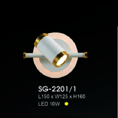HF - SG - 2201/1: Đèn rọi gương/tranh sáng 2 đầu - KT: L150mm x W125mm x H160mm - Đèn LED 10W ánh sáng vàng