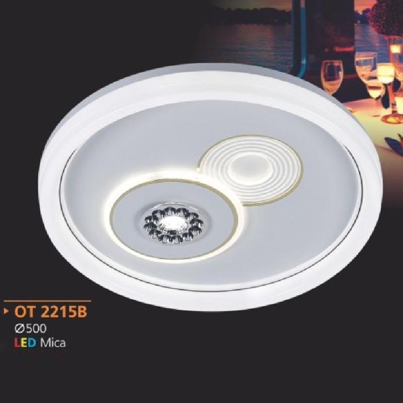 AD - OT 2215B: Đèn ốp trần LED Mica - KT: Ø500mm - Đèn LED