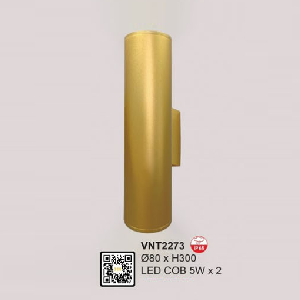 VNT2273: Đèn LED COB gắn tường ngoài trời - KT: 80mm x H300mm - Đèn LED COB 5W x 2