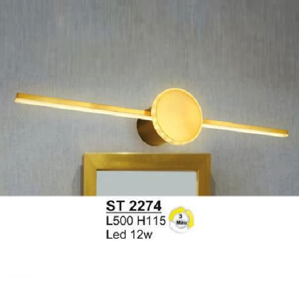 SN - ST 2274: Đèn rọi tranh/rọi gương - KT: L500mm x H115mm - Đèn LED 12W ánh sáng đổi 3 màu