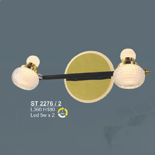 SN - ST 2276/2: Đèn rọi tranh/gương đơn - KT: L360mm x H180mm - Đèn LED 5W x 2 đổi 3 màu