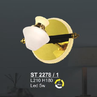 SN - ST 2278/1: Đèn rọi tranh/gương đơn - KT: L210mm x H180mm - Đèn LED 5W đổi 3 màu