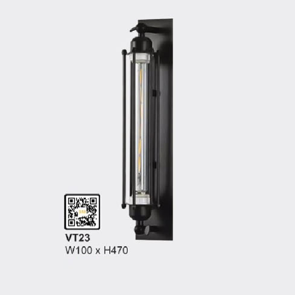 35 - VT23: Đèn gắn tường - KT: Ø100mm x H470mm - Bóng đèn E27 x 1