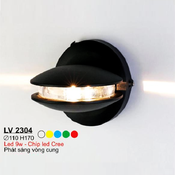 SN - LV 2304: Đèn LED gắn tường phát sáng vòng cung - KT: Ø110mm x H170mm - Đèn LED 9W