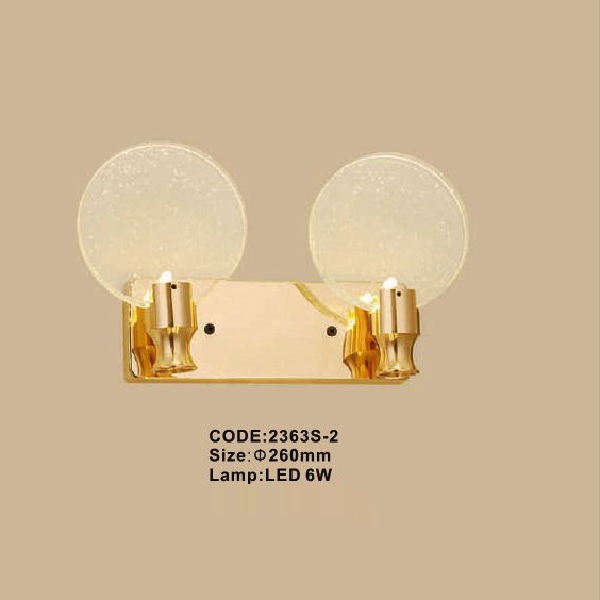 CODE: 2363S-2: Đèn gắn tường đôi LED - KT: Ø260mm - Đèn LED 6W