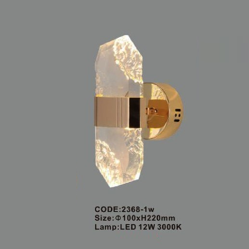 CODE: 2368 -1W: Đèn gắn tường LED phale khối - KT: Ø100mm x H220mm -Đèn LED 12W ánh sáng vàng 3000K
