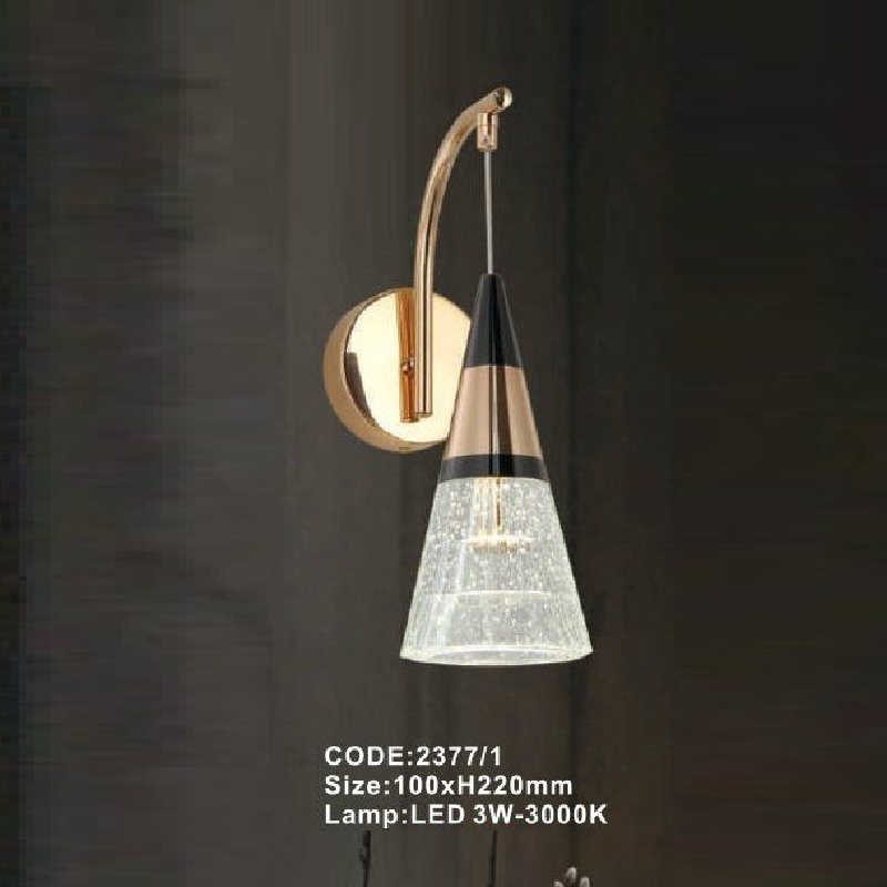 CODE: 2377/1: Đèn gắn tường Phale LED - KT: Ø100mm x H220mm - Đèn LED 3W ánh sáng vàng 3000K
