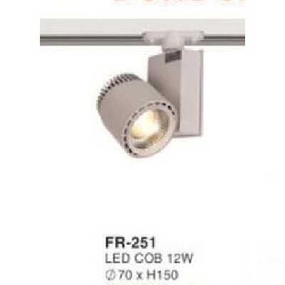 FR-251: Đèn rọi ray LED COB 12W - KT: Ø70mm x H150mm - Ánh sáng trắng/vàng