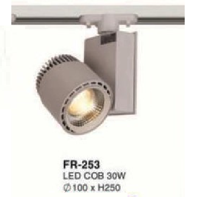 FR-253: Đèn rọi ray LED COB 30W - KT: Ø100mm x H250mm - Ánh sáng trắng/vàng
