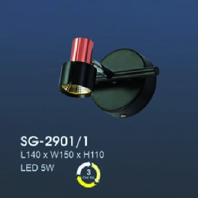 HF - SG - 2901/1: Đèn rọi gương/tranh - KT: L140mm x W150mm x H110mm - Đèn LED 5W ánh sáng đổi 3 màu