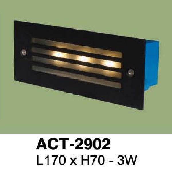 VE - ACT - 2902: Đèn âm tường/âm bậc cầu thang - KT: L170mm x H70mm - Đèn LED 3W ánh sáng vàng