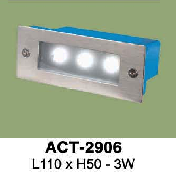 VE - ACT - 2906: Đèn âm tường/âm bậc cầu thang - KT: L110mm x H50mm - Đèn LED 3W ánh sáng vàng