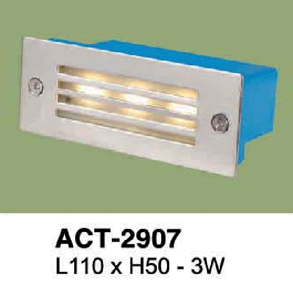 VE - ACT - 2907: Đèn âm tường/âm bậc cầu thang - KT: L110mm x H50mm - Đèn LED 3W ánh sáng vàng