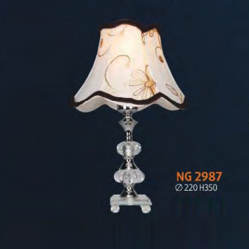 NG 2987: Đèn đầu giường, chao vải hoa  - KT: Ø220mm x H350 - Bóng đèn E27 x 1 bóng