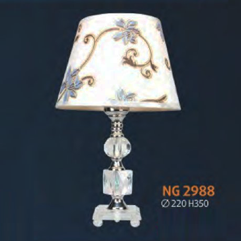 NG 2988: Đèn đầu giường, chao vải hoa  - KT: Ø220mm x H350 - Bóng đèn E27 x 1 bóng