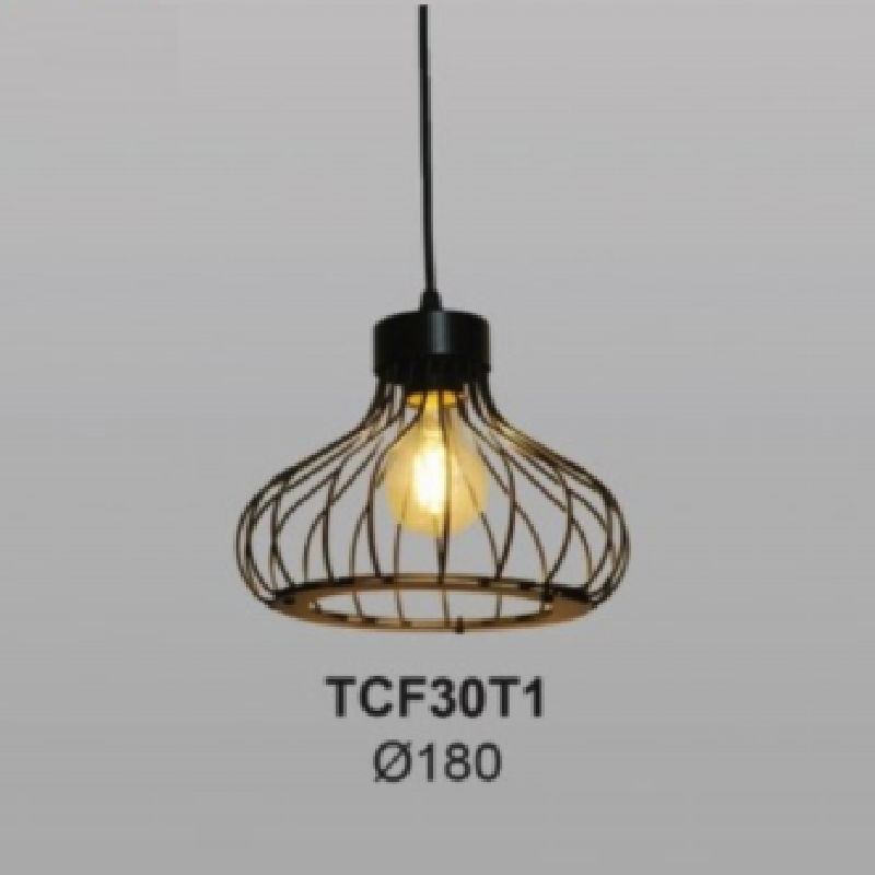 35 - TCF30T1:  Đèn thả đơn, khung hợp kim sơn tĩnh điện - KT: Ø180mm - Bóng đèn E27 x 1 bóng