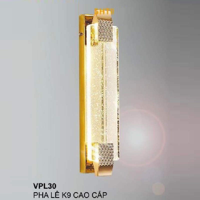 35 - VPL30: Đèn gắn tường Phale K9 - W120mm x H500mm - Đèn LED đổi 3 màu