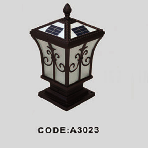 CODE: A 3023: Đèn gắn đầu trụ NLMT - KT: L200mm x H370mm - Đèn LED