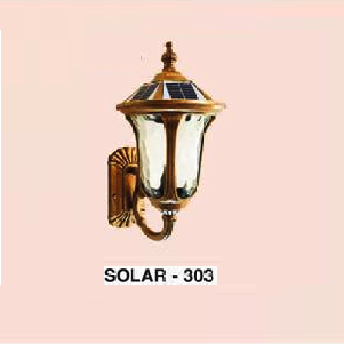 EU - SOLAR - 303: Đèn gắn tường ngoài trời NLMT - KT: L180mm x H350mm - Đèn LED 5W, ánh sáng đổi 3 màu + Đèn E27