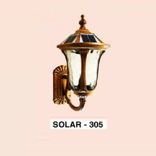 EU - SOLAR - 305: Đèn gắn tường ngoài trời NLMT - KT: L230mm x H460mm - Đèn LED 5W, ánh sáng đổi 3 màu + Đèn E27