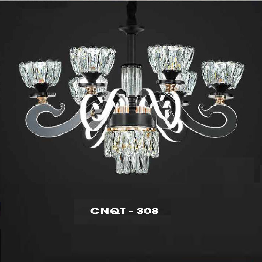 LH - CNQT - 308: Đèn chùm LED Phale 8 tay - KT: Ø700mm x H850mm - Đèn LED đổi 3 màu