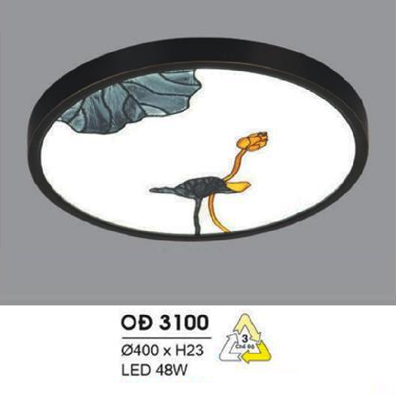 HF - OĐ 3100: Đèn ốp trần đồng LED - KT: Ø400mm x H23mm - Đèn LED 48W ánh sáng đổi 3 màu