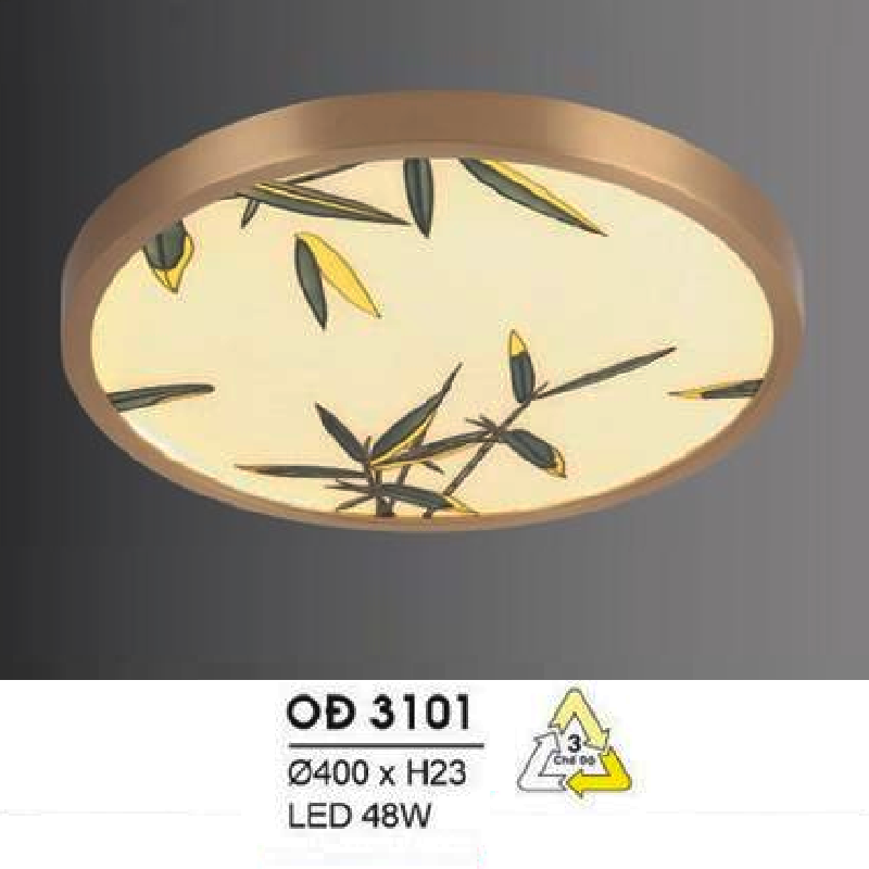 HF - OĐ 3101: Đèn ốp trần đồng LED - KT: Ø400mm x H23mm - Đèn LED 48W ánh sáng đổi 3 màu
