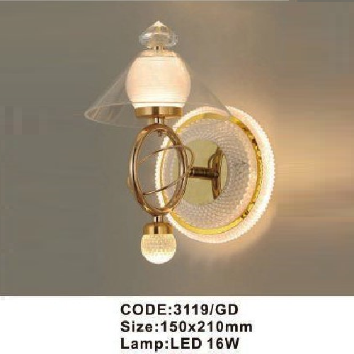 CODE: 3119/GD: Đèn gắn tường LED - KT: 152mm x H210mm - Đèn LED 18W