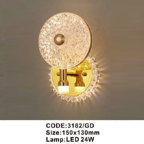 CODE: 3128/GD: Đèn gắn tường LED - KT: 150mm x H130mm - Đèn LED 24W